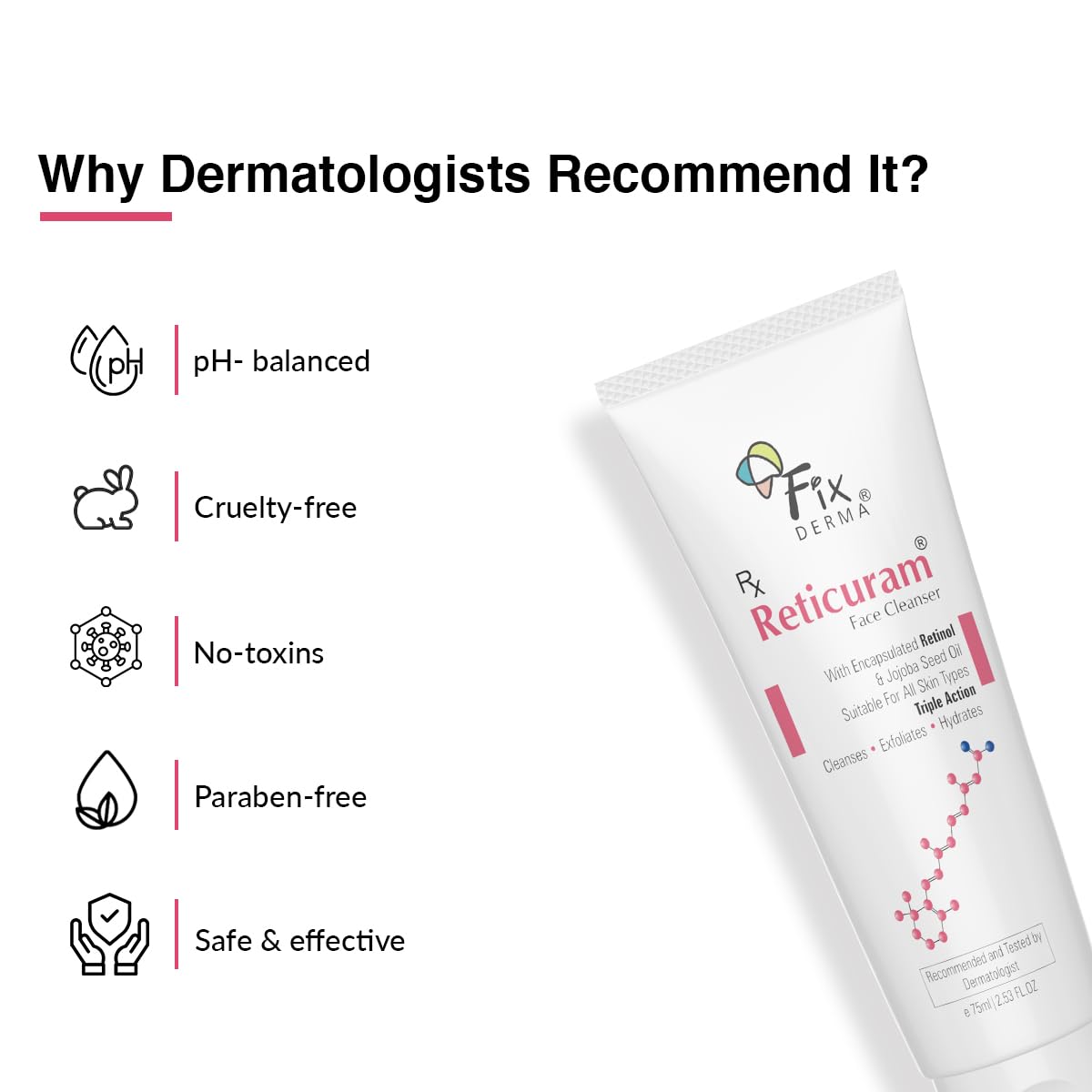 Fixderma Reticuram Face Cleanser PACK OF 2, 75ml