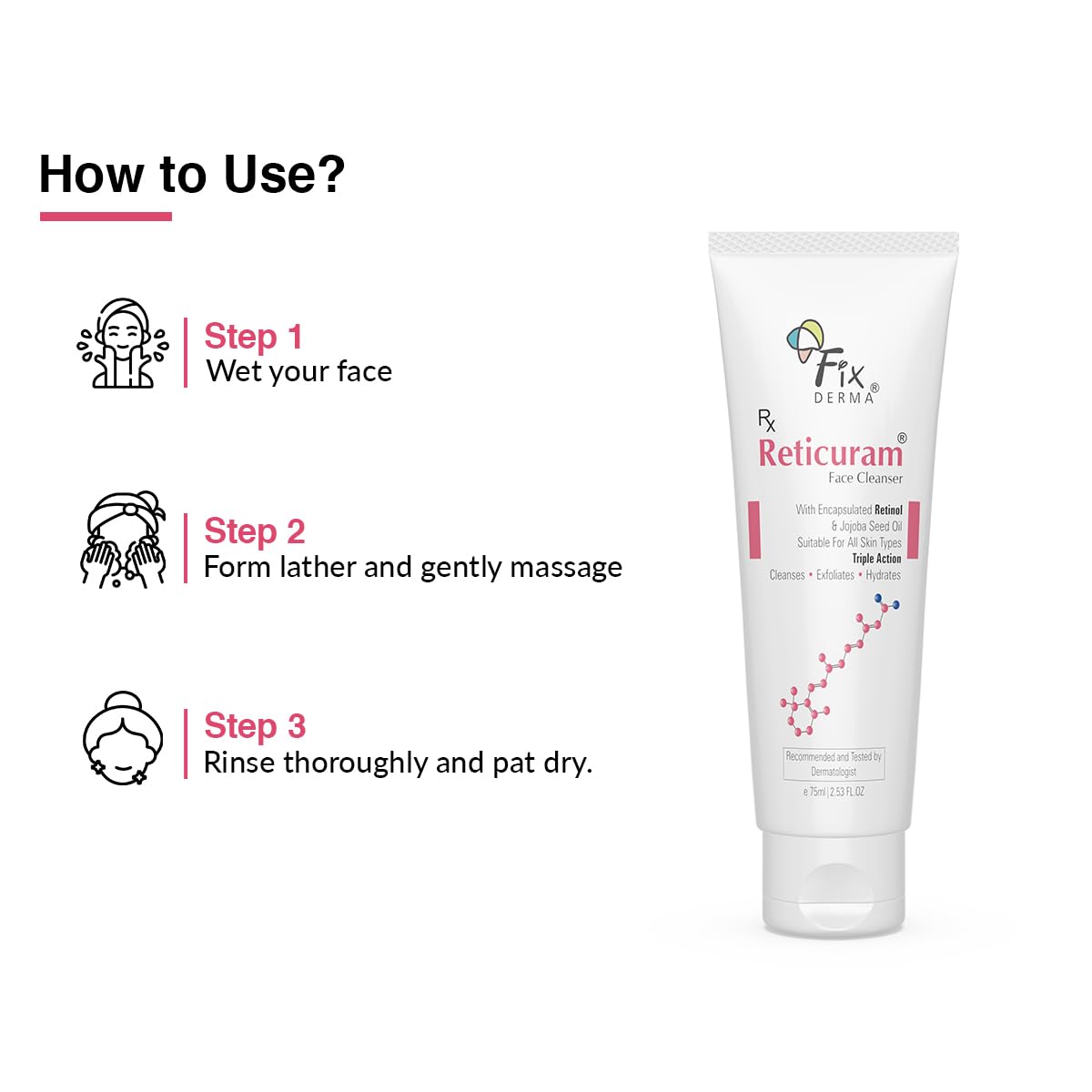 Fixderma Reticuram Face Cleanser PACK OF 2, 75ml