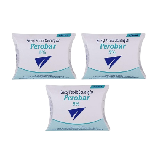 Perobar 5% Cleansing Bar 75GM, PACK OF 3