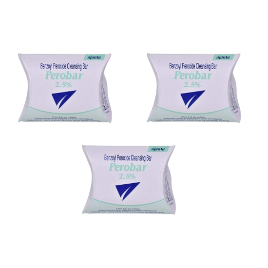 Perobar 2.5% Cleansing Bar 75gm, PACK OF 3