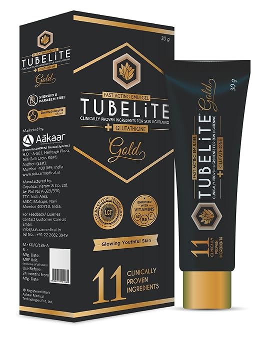 TUBELiTE + Glutathione Gold Cream for Radiant and Even Skin Tone 30gm