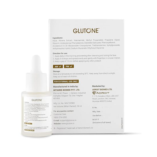 Glutone 5% Niacinamide +1 undecylenoyl phenylalanine Face Serum, 30ml
