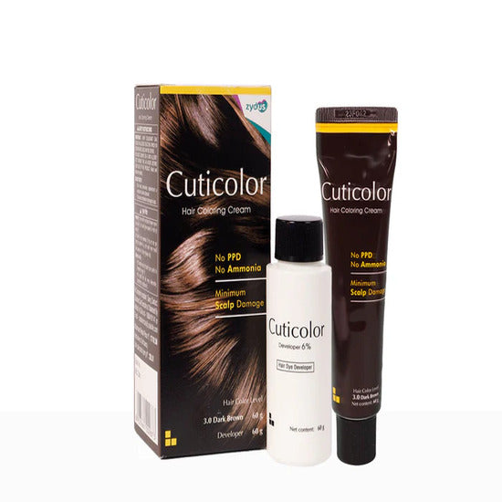 Cuticolor Hair Coloring Cream (3.0 Dark Brown) (60gm+60gm) (120gm)