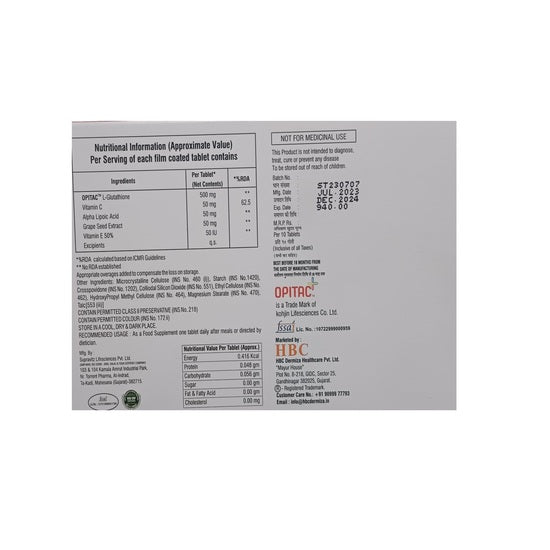 Glutessa Skin Brightening & Whitening tablet 1 x 10 Tab