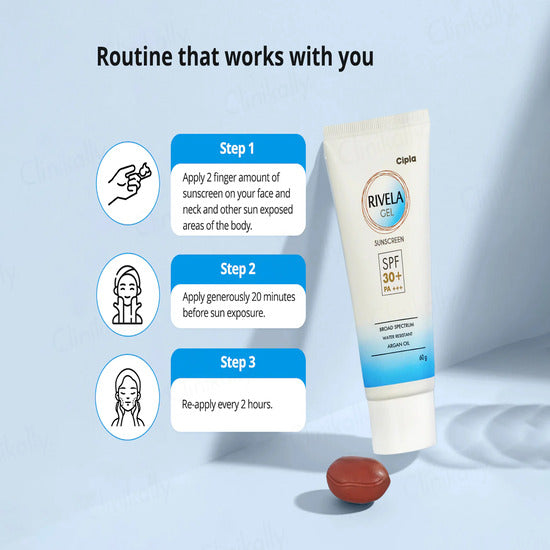 Rivela Sunscreen Gel SPF 30+ PA+++, 60gm