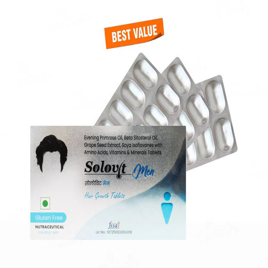 Solovit Men Hair Growth Nutraceutical Tablet For Adult Men 3 x 10 Tab
