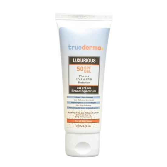 True Derma Luxurious SPF 50 Sunscreen Gel cw 374 nm Broad Spectrum, 60Gm