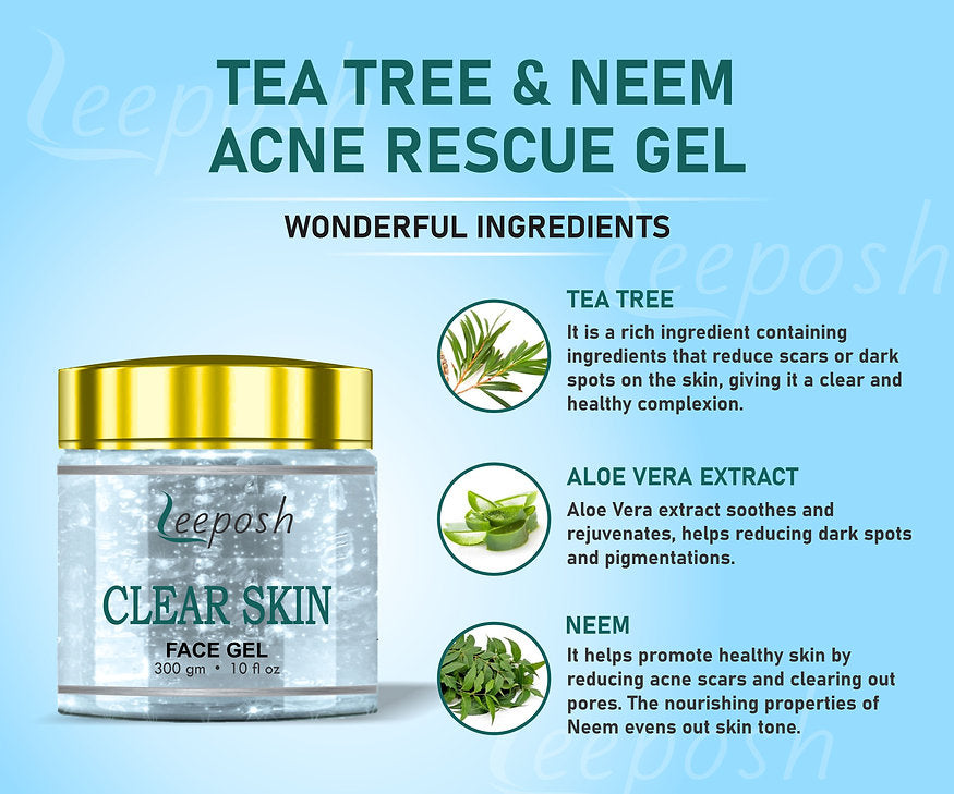 Cosderma Leeposh Tea Tree Acne Face Gel For oily to normal skin 300 gm