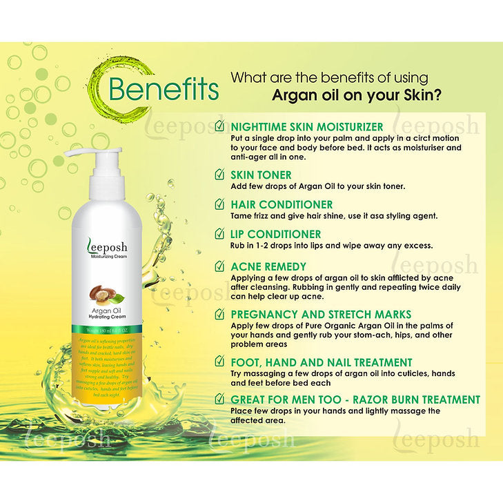 Cosderma Leeposh Argan Oil Moisturizing Cream, 180ml