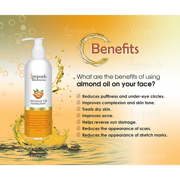 Cosderma Leeposh Almond Oil Moisturizing Cream, 180ml