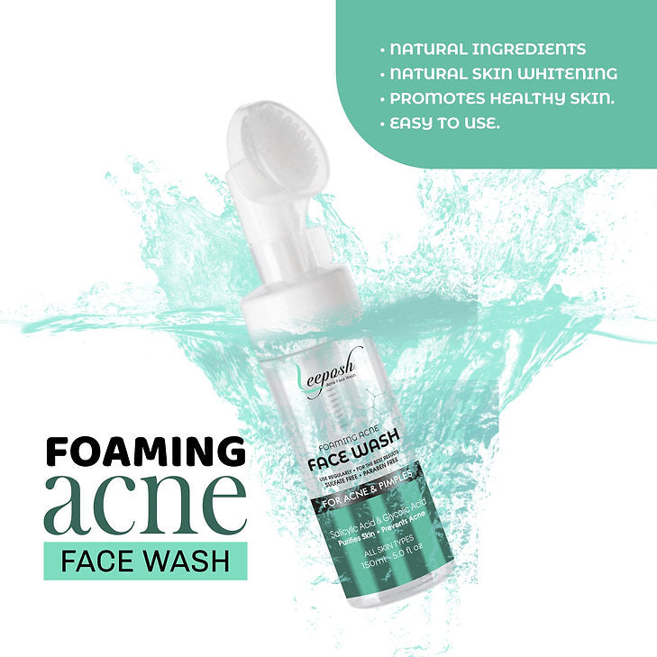 Leeposh Tea Tree Foaming Acne Face Wash with Built-in Brush - 150 ml