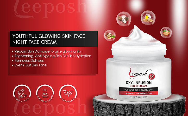 Cosderma CutiLift Leeposh Oxy-Infusion Night Cream Hyaluronic Acid Face Cream Natural Face Cream, 50gm