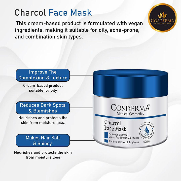 Cosderma Charcoal Face Mask, 50gm